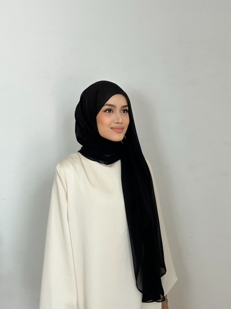 Italian Chiffon Shawl in Black